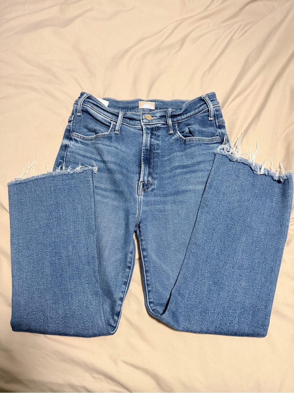 MOTHER The Hustler Ankle Fray in Grasping at Straws, Size 29